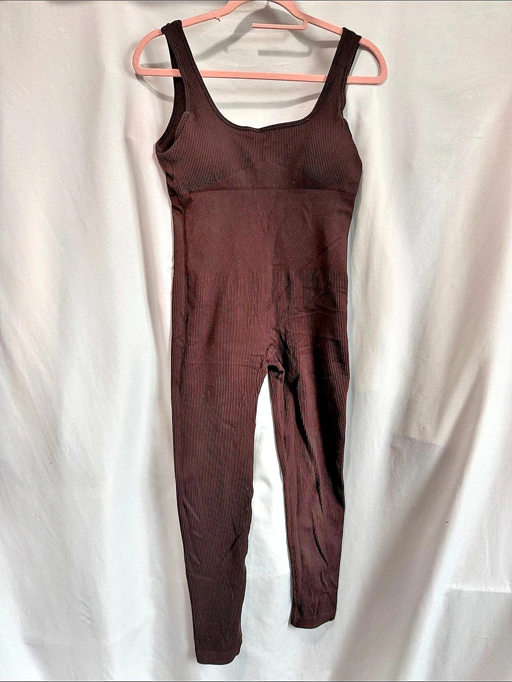 Brown Ribbed Jumpsuit
